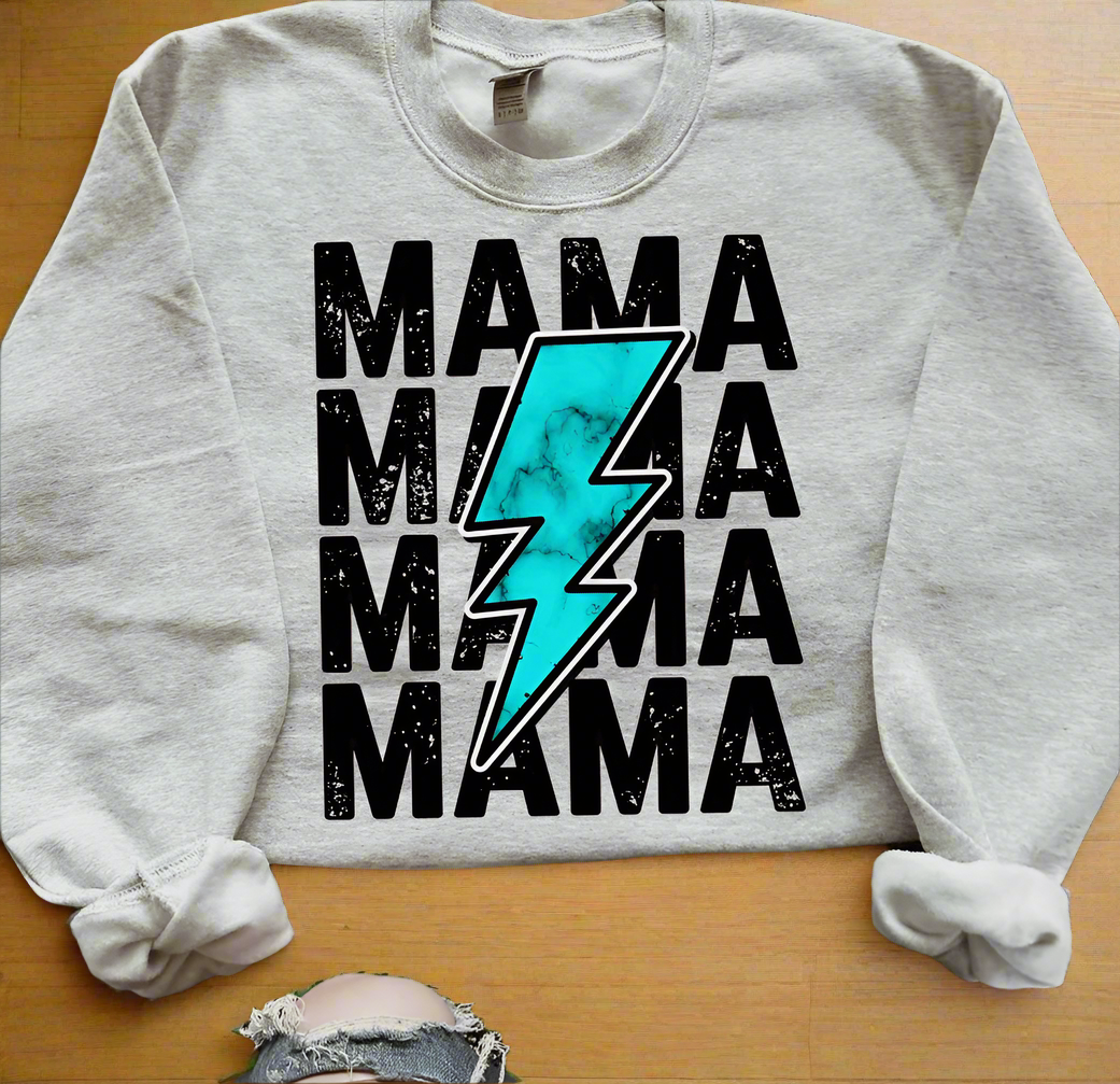 Mama western pullover crew neck womenswear womens lightning bolt thunderbolt