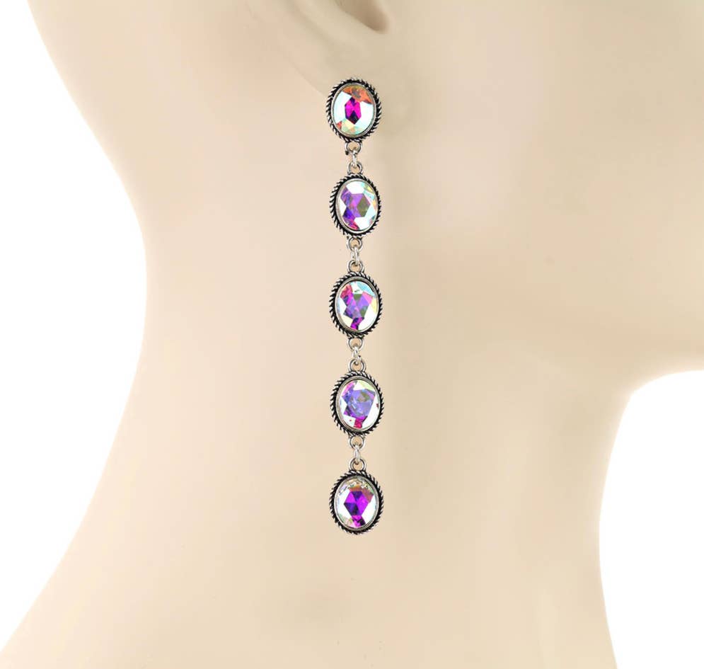 Western Oval Stone Drop stud dangle earrings