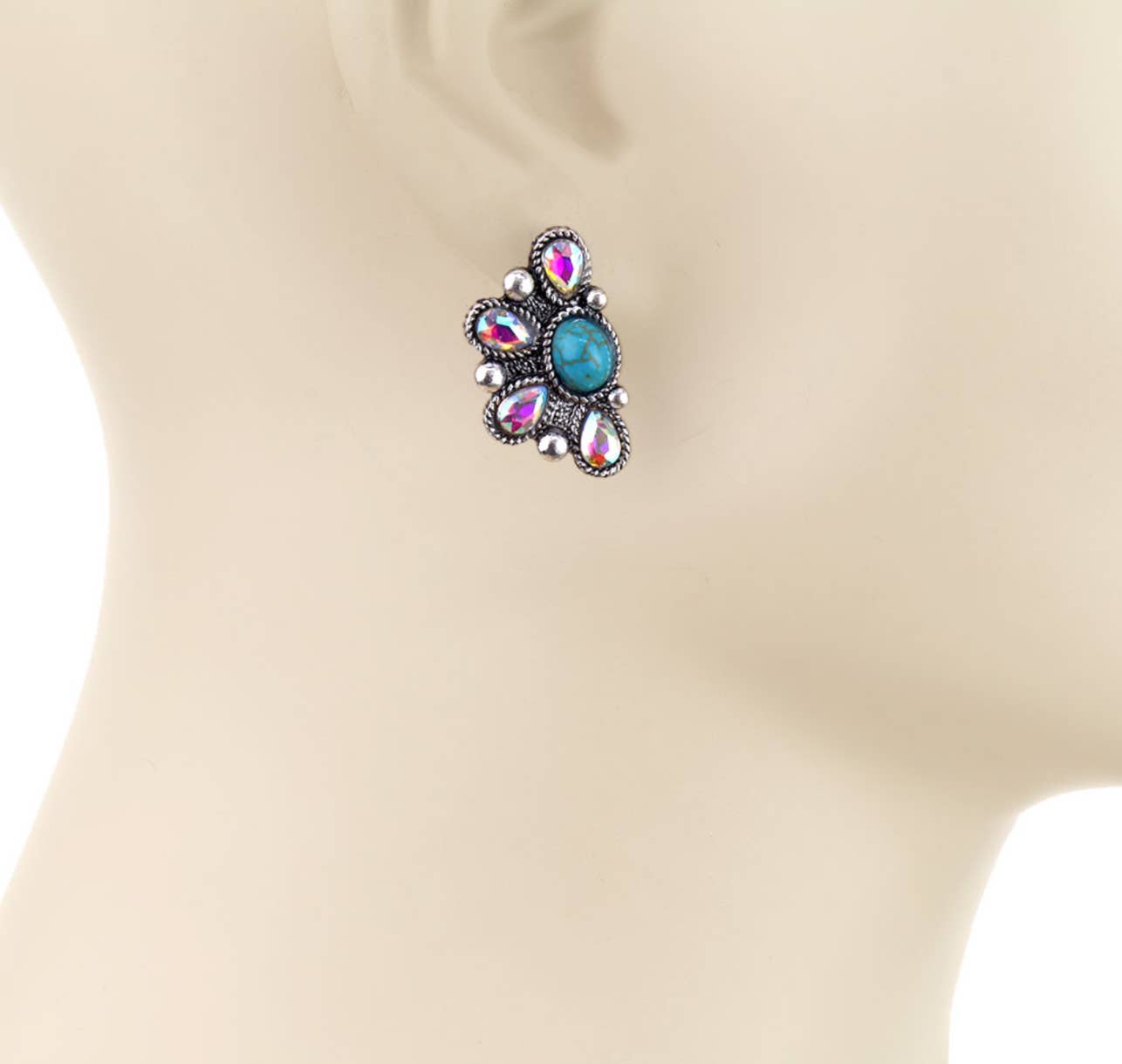 Western Oval Stone Stud Earrings