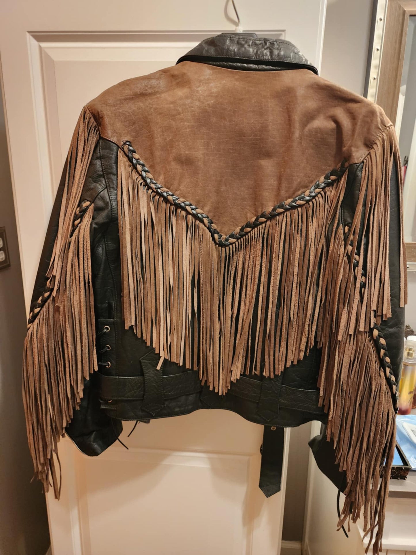 Vintage Outlaw Fringe Leather Jacket Size M/L