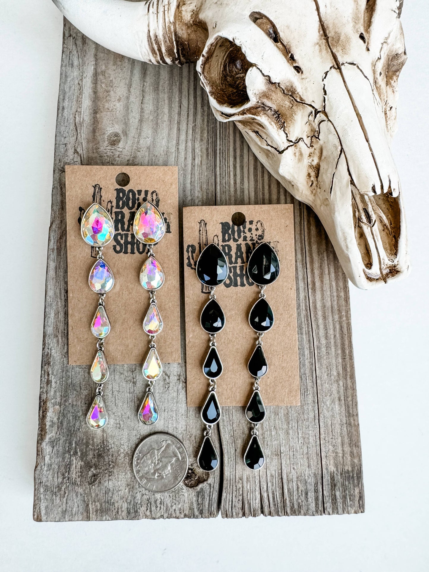 Western Stone Drop Teardrop stud dangle earrings
