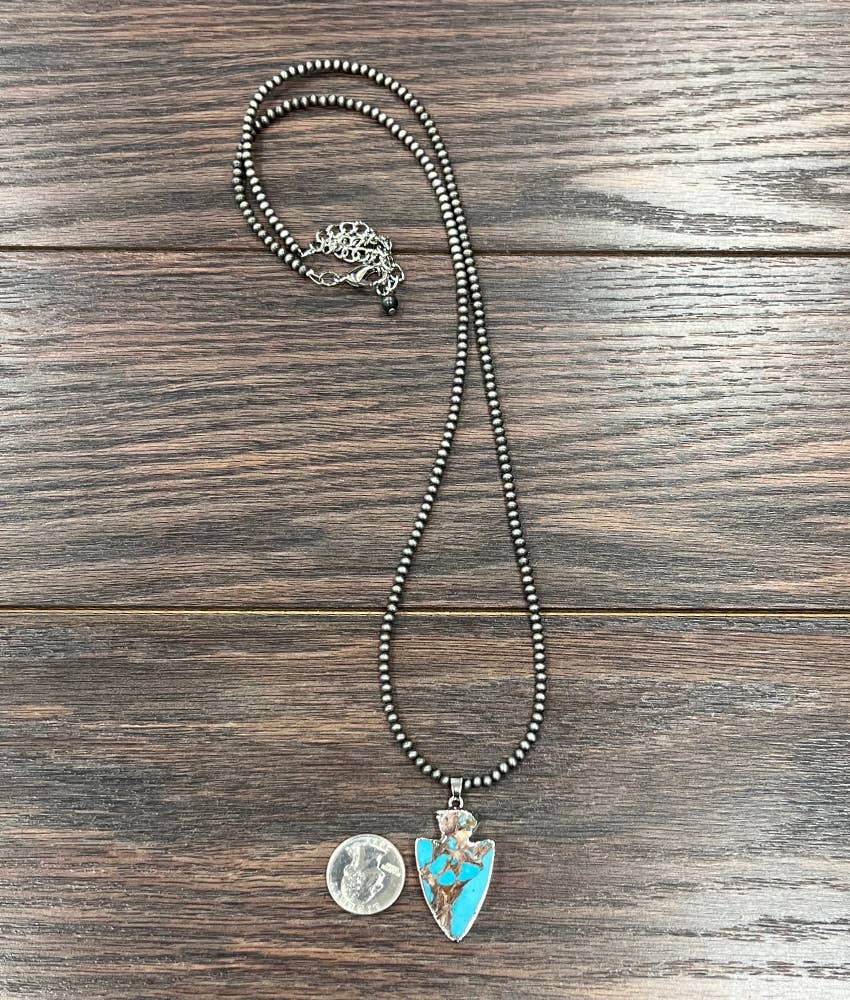Chief Navajo Bead, Arrowhead Gemstone Necklace