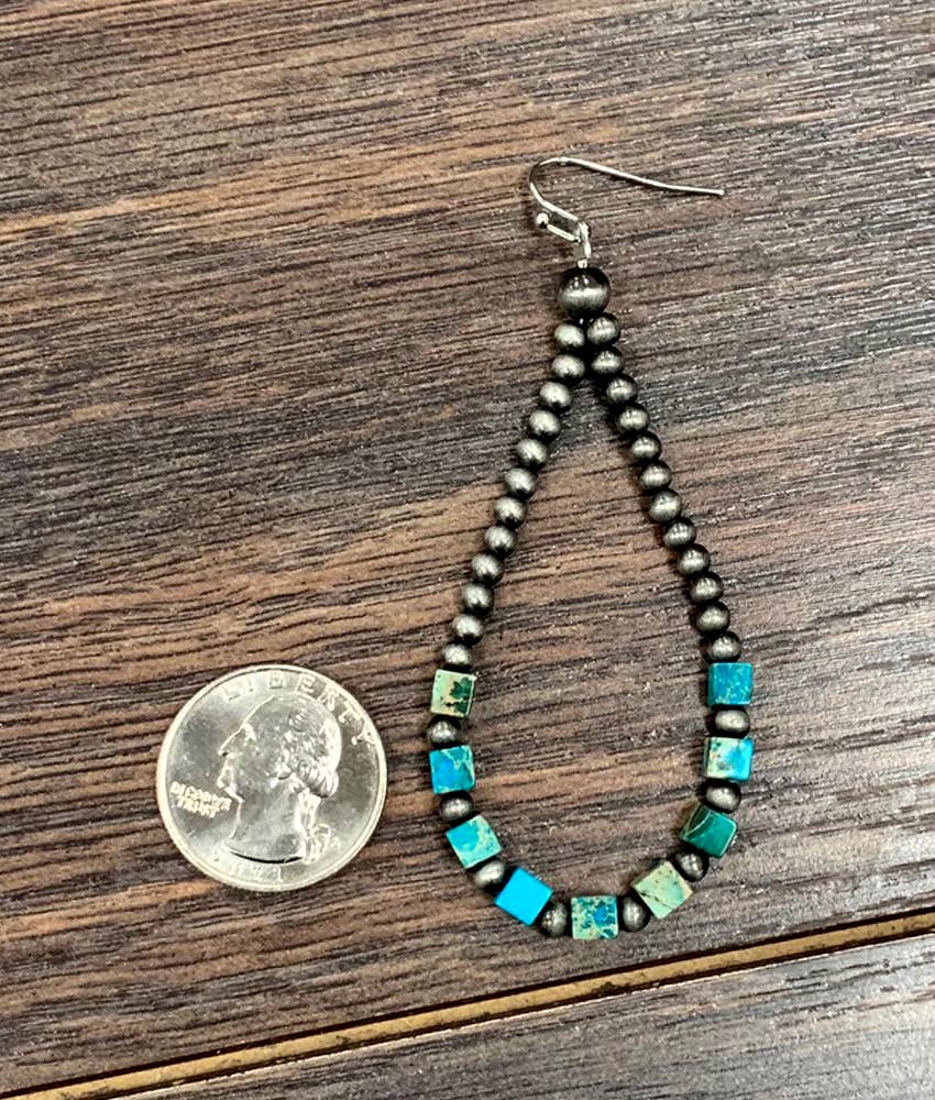 Elly 3" Handmade Navajo Square Gemstone Earrings