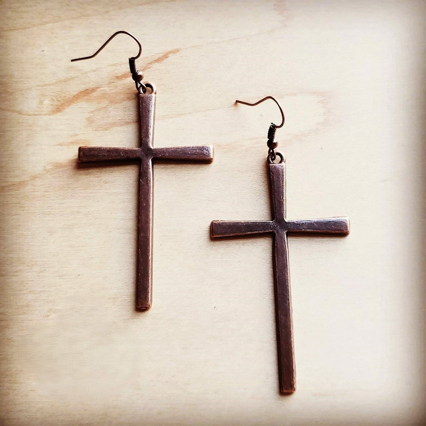 Copper Cross Earrings