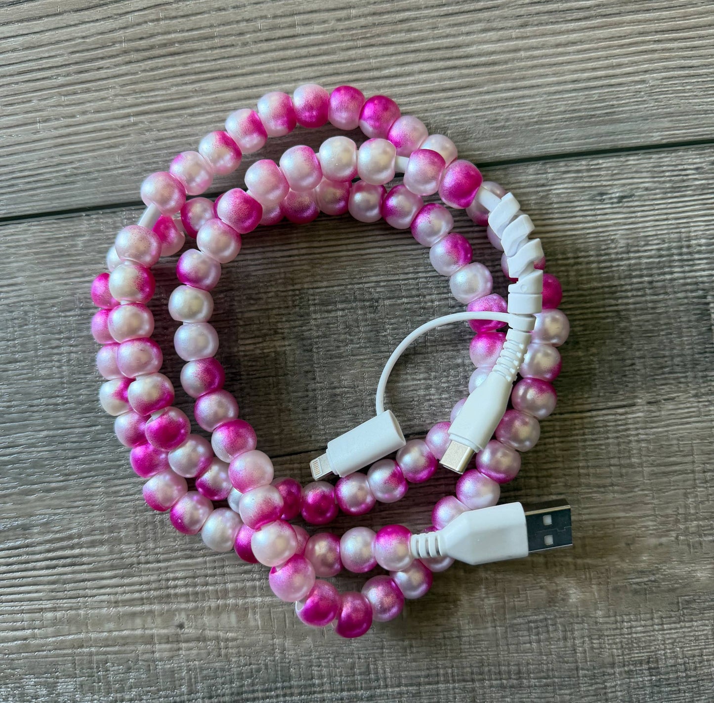 Mermaid Beaded Phone Charger with Lightning & USB-C
