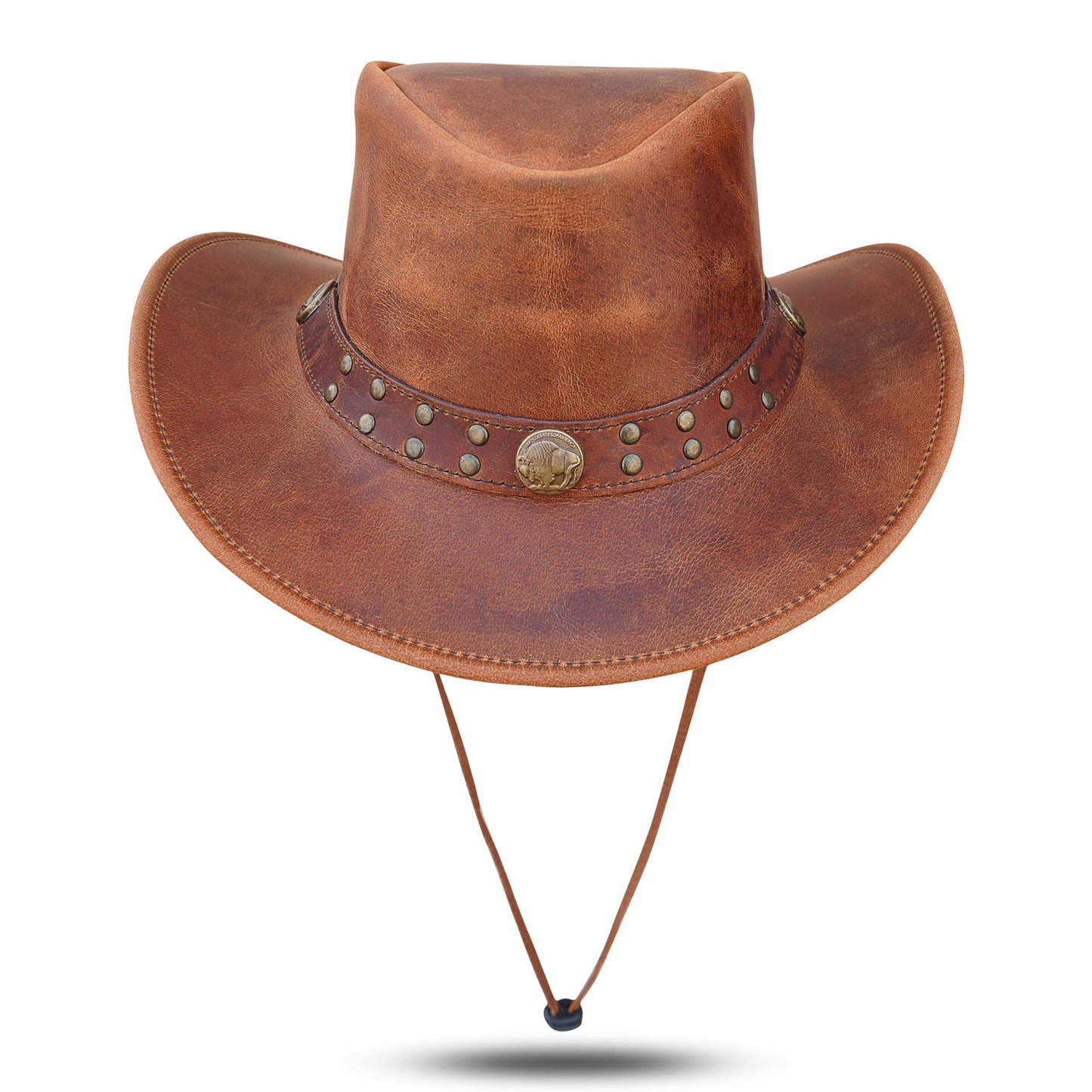 THE QUEST HADZAM Shapeable Western Brown Leather Outback Cowboy Hat