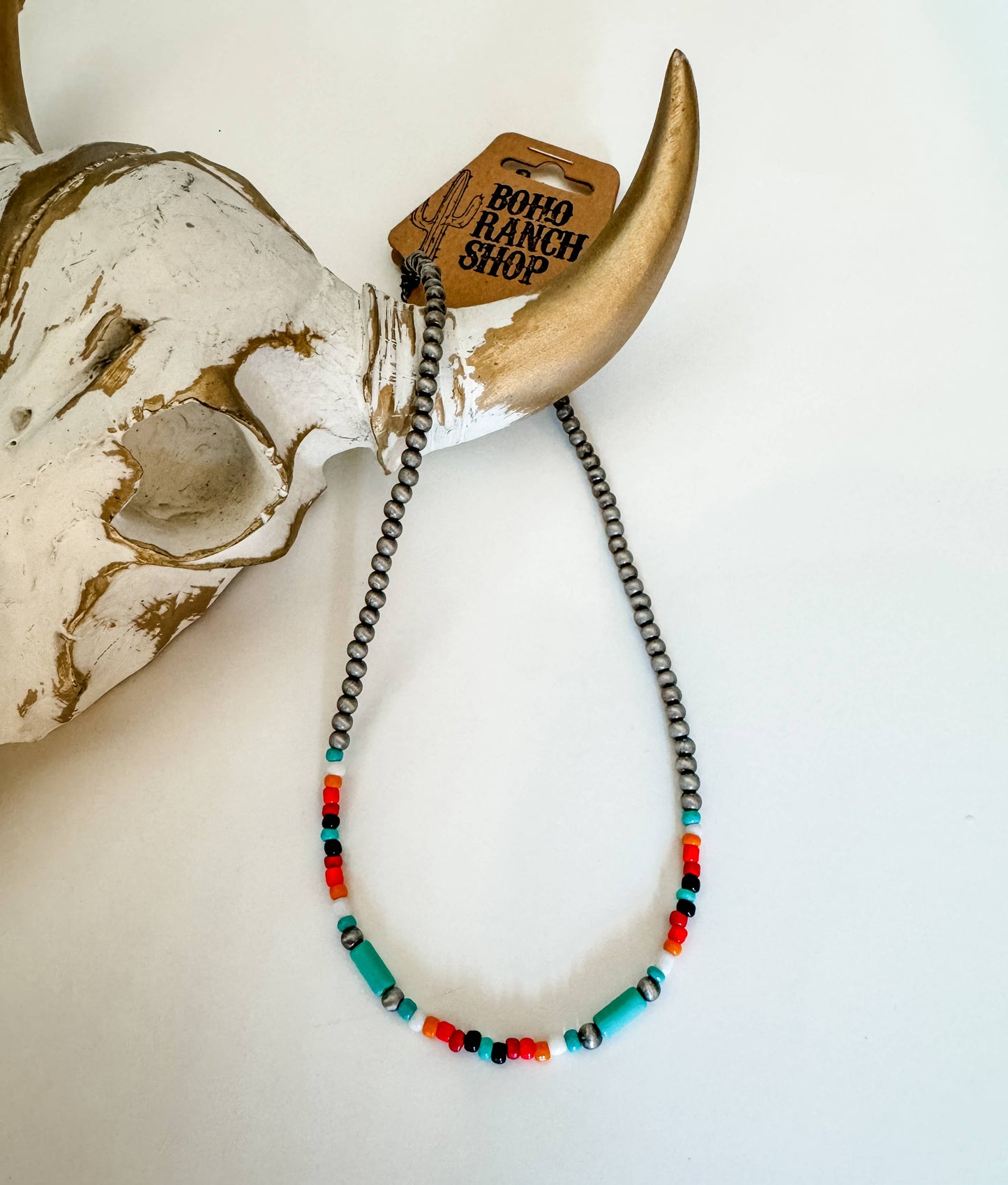 Western Boho Navajo Bead Choker Necklace