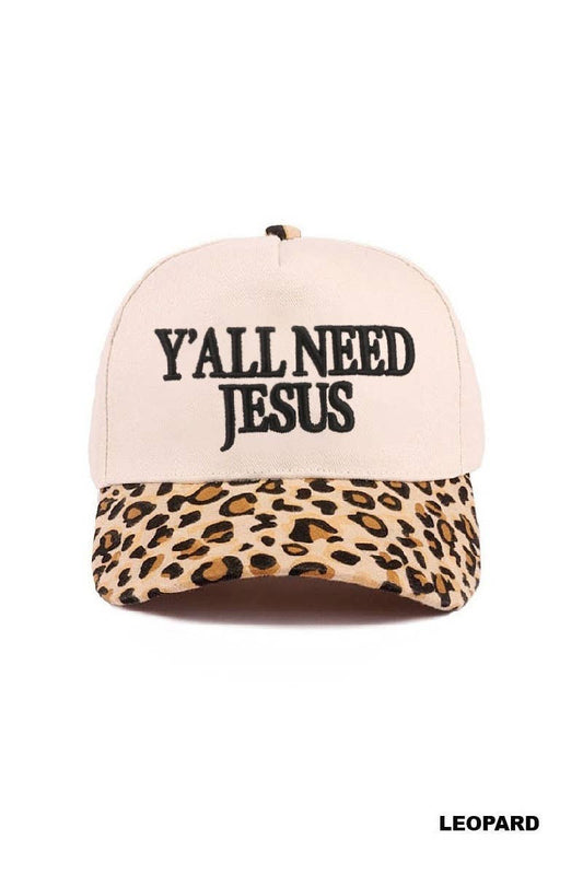 Y'all Need Jesus Two Tone Canvas Cotton Cap