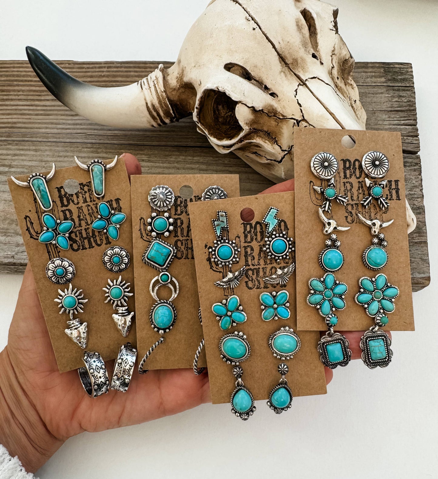 6 Pair Western Navajo Style Stud Earring Set 