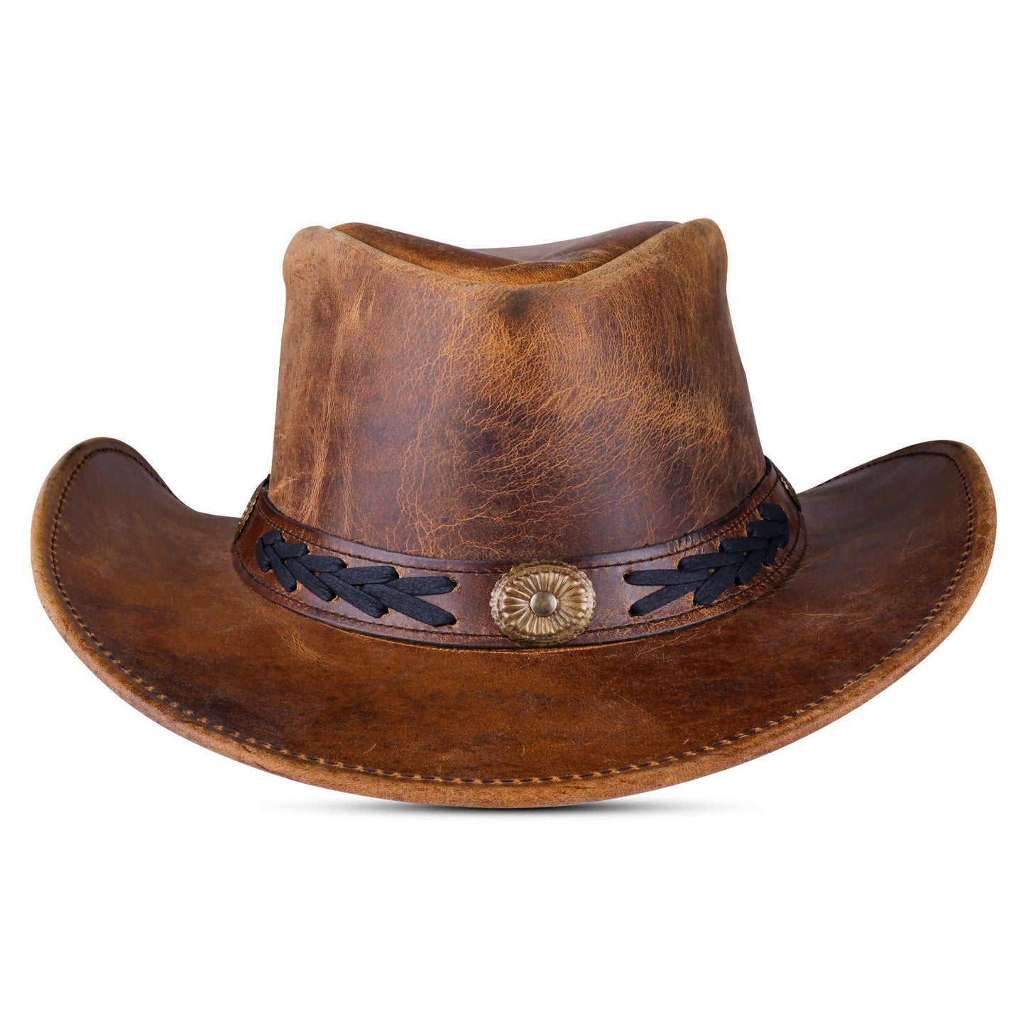 THE MOUNTAINEER Shapeable Western Brown Leather Outback Cowboy Hat