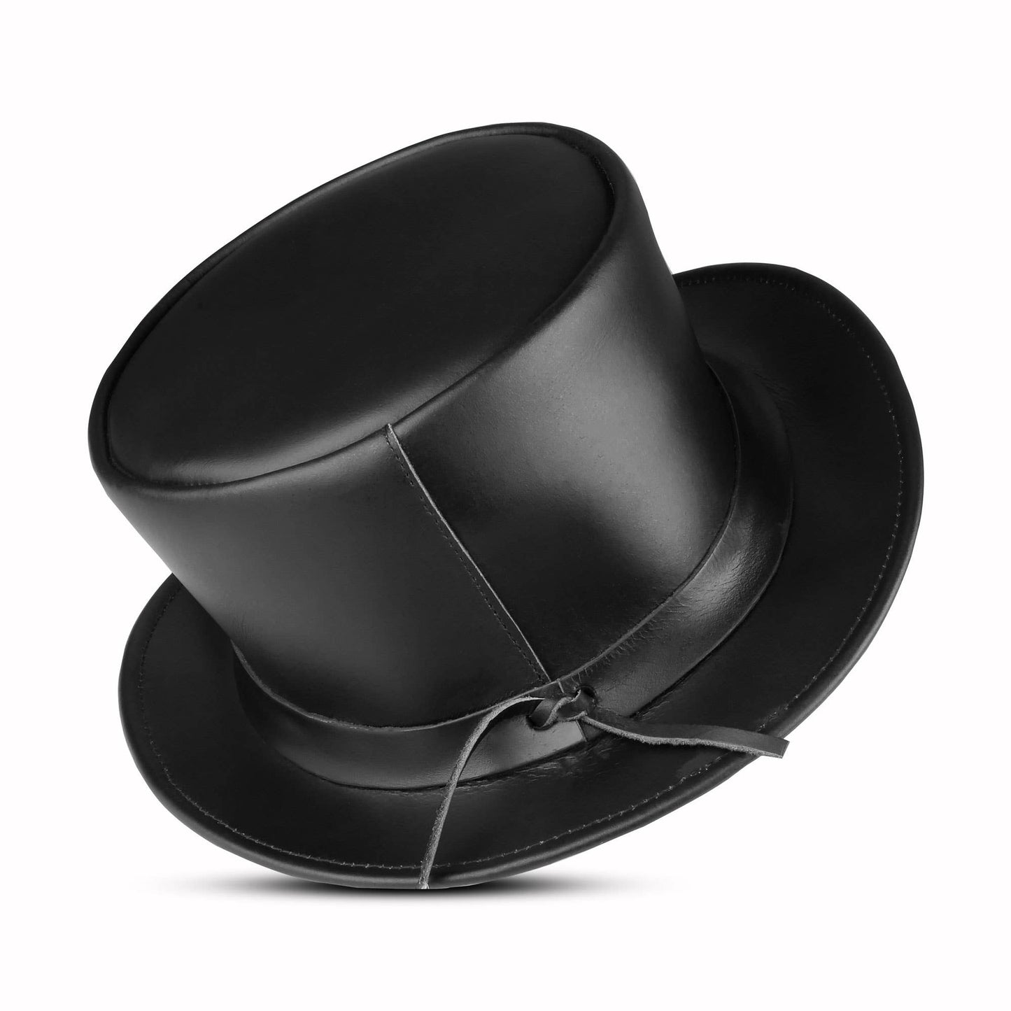 Black Genuine Leather Top Hat