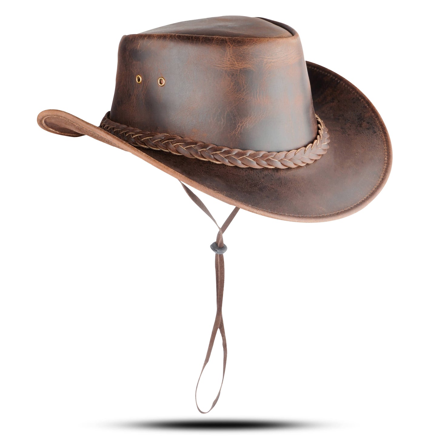 THE TIMBER Brown Western Leather Outback Cowboy Hat