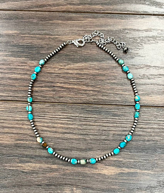 Edgy 16" Handmade Navajo, Oval Gemstone Necklace