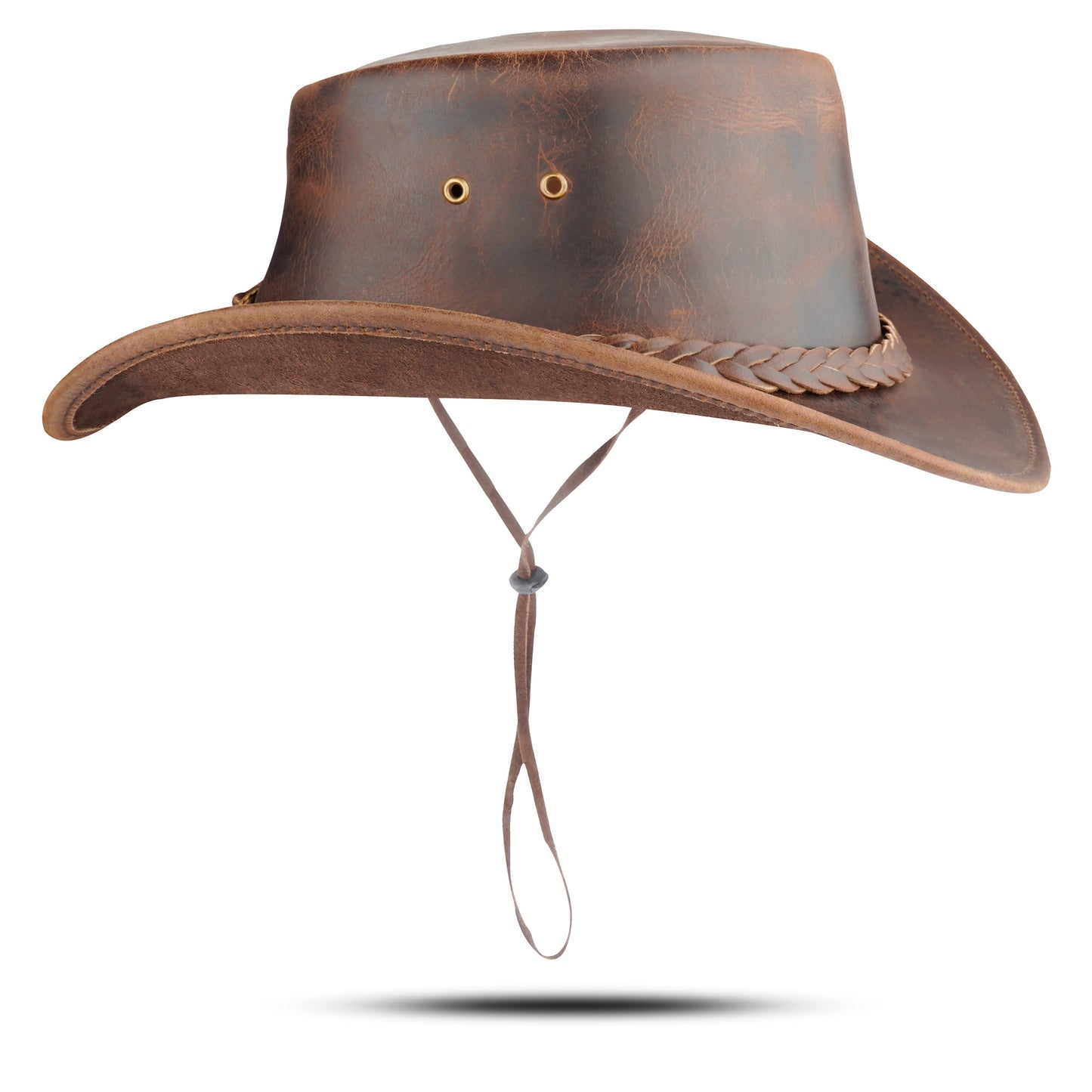 THE TIMBER Brown Western Leather Outback Cowboy Hat