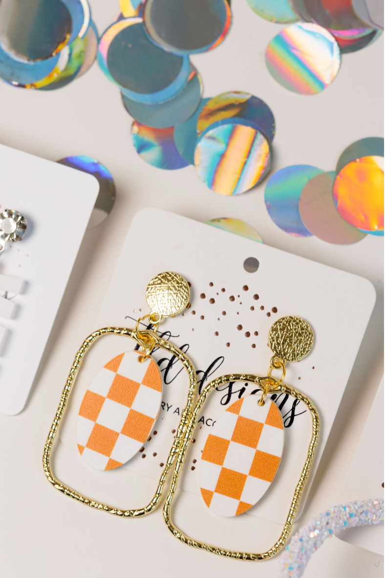 Orange and White EARRINGS