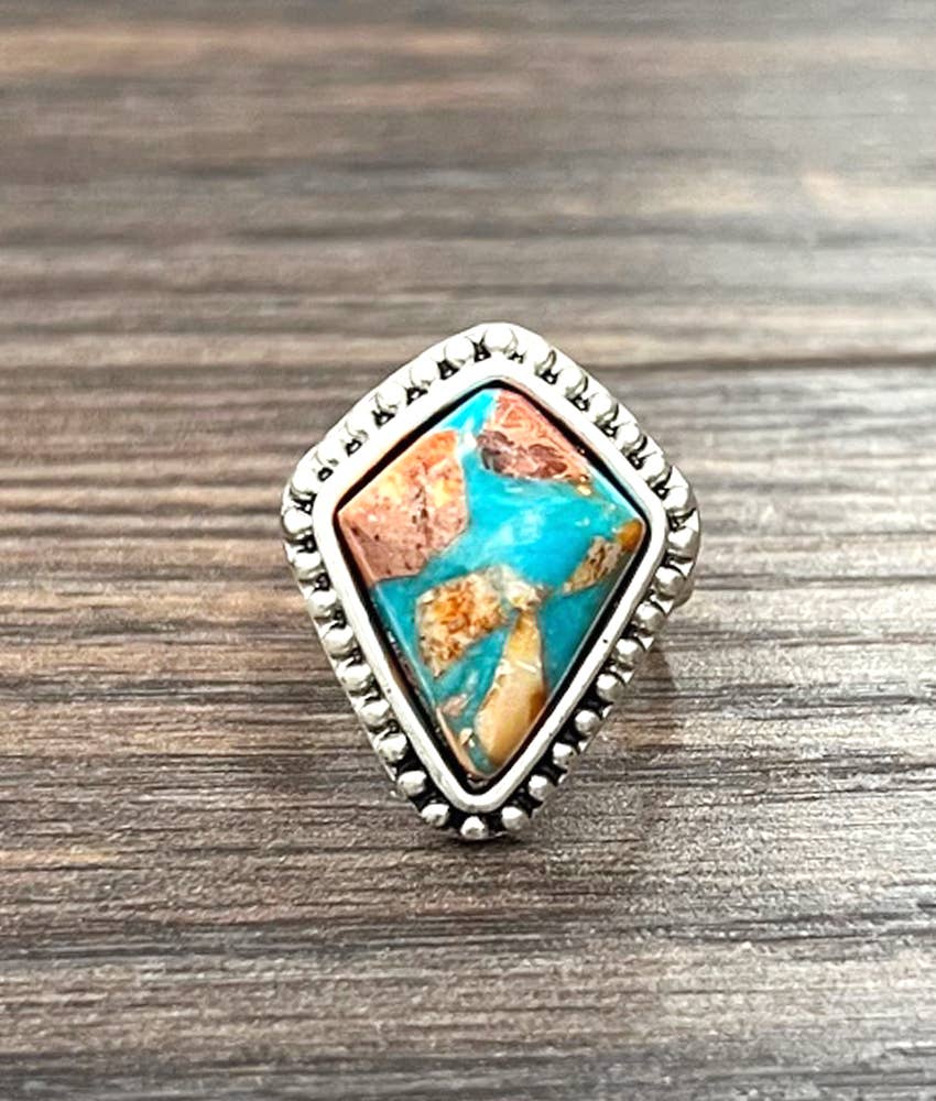 Arrowhead Gemstone, Brass Adjustable Ring