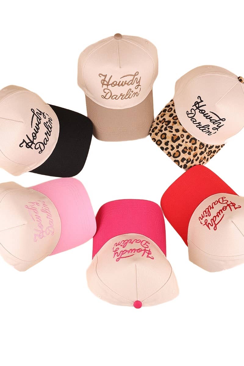 Howdy Darlin Floral Pink Canvas Cotton Cap