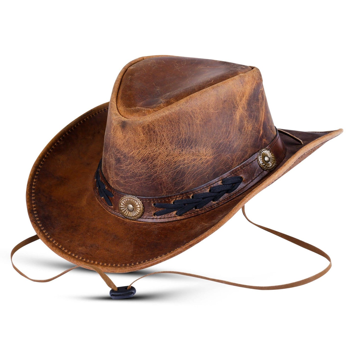 THE MOUNTAINEER Shapeable Western Brown Leather Outback Cowboy Hat
