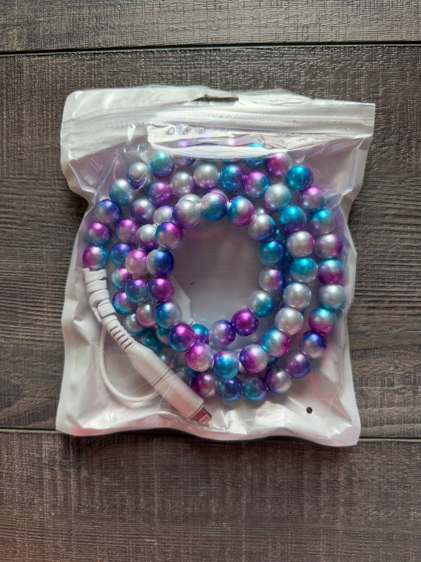 Mermaid Beaded Phone Charger with Lightning & USB-C