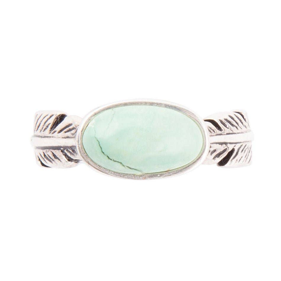 Feather Green Turquoise and Sterling Silver Ring