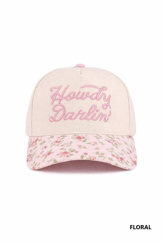 Howdy Darlin Floral Pink Canvas Cotton Cap