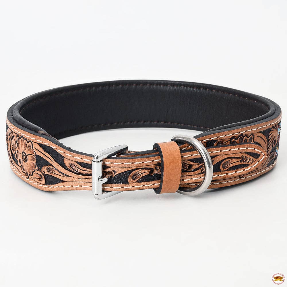 HILASON Western Style Heavy Duty Beaded American Leather Pet Dog Collar | Dog Collar | Leather Dog Collar | Western Dog Collar | Leather Collar for Dogs | Comfortable Dog Collar | Beaded Dog Collar