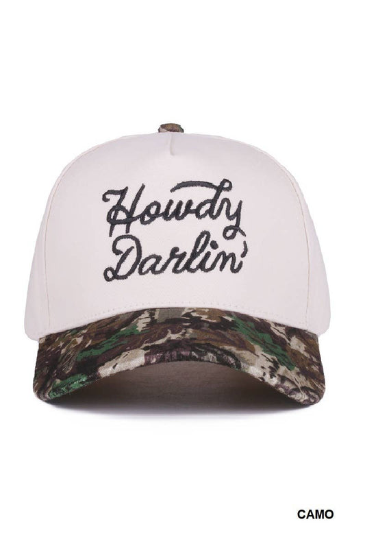 Howdy Darlin Camo Canvas Cotton Cap