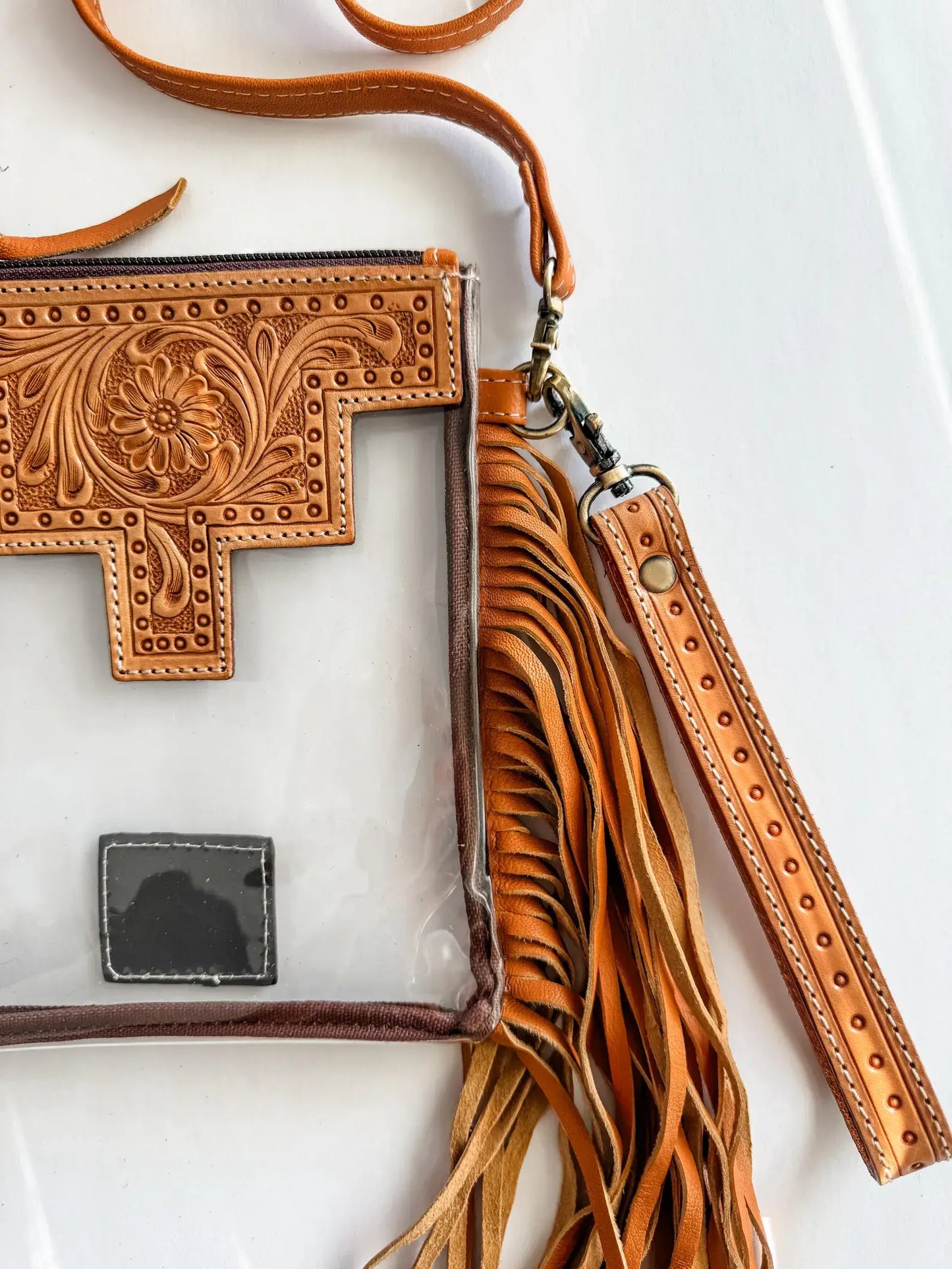SHAYNE SMALL - Hand Tooled Clear Crossbody Concert bag
