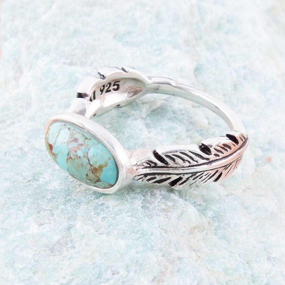 Feather Sterling Silver and Turquoise Ring