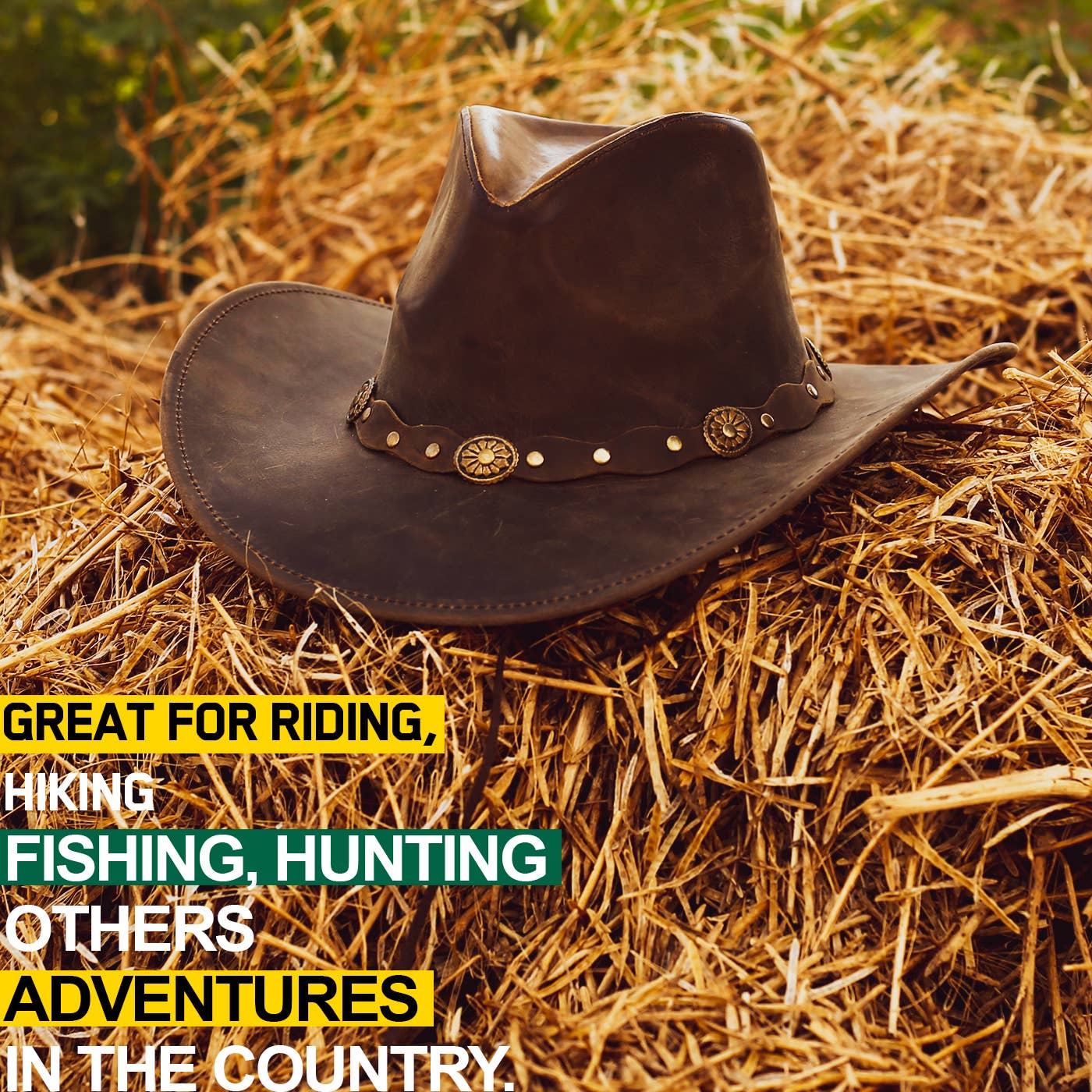 THE ROWDY HADZAM Shapeable Brown Wide Brim Western Leather Cowboy Hat