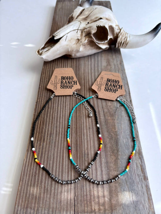 Western Navajo & Seed Bead Choker Necklace