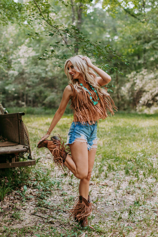 The Running River Suede Fringe Top