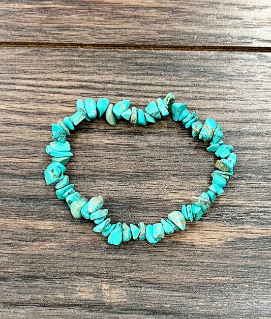 Turquoise Toots Handmade Chip Stone Stretch Bracelet