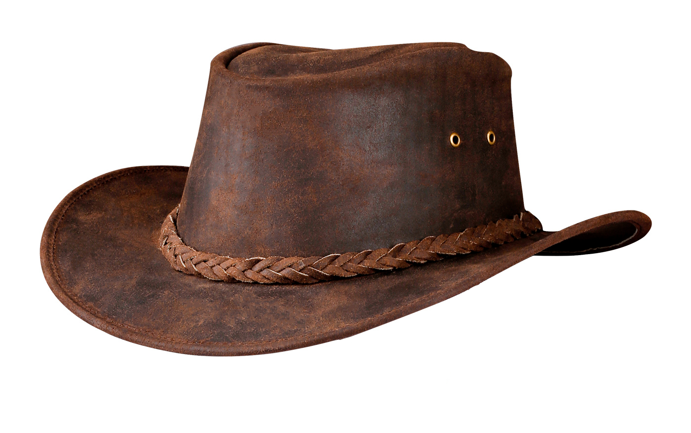 Brown Western Leather Outback Cowboy Hat