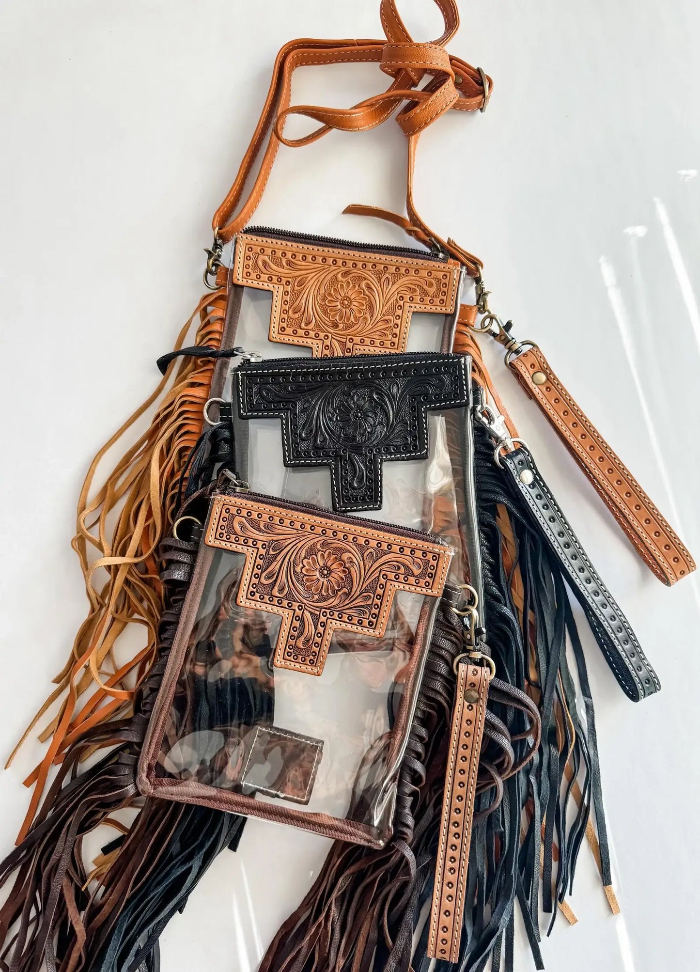SHAYNE SMALL - Hand Tooled Clear Crossbody Concert bag