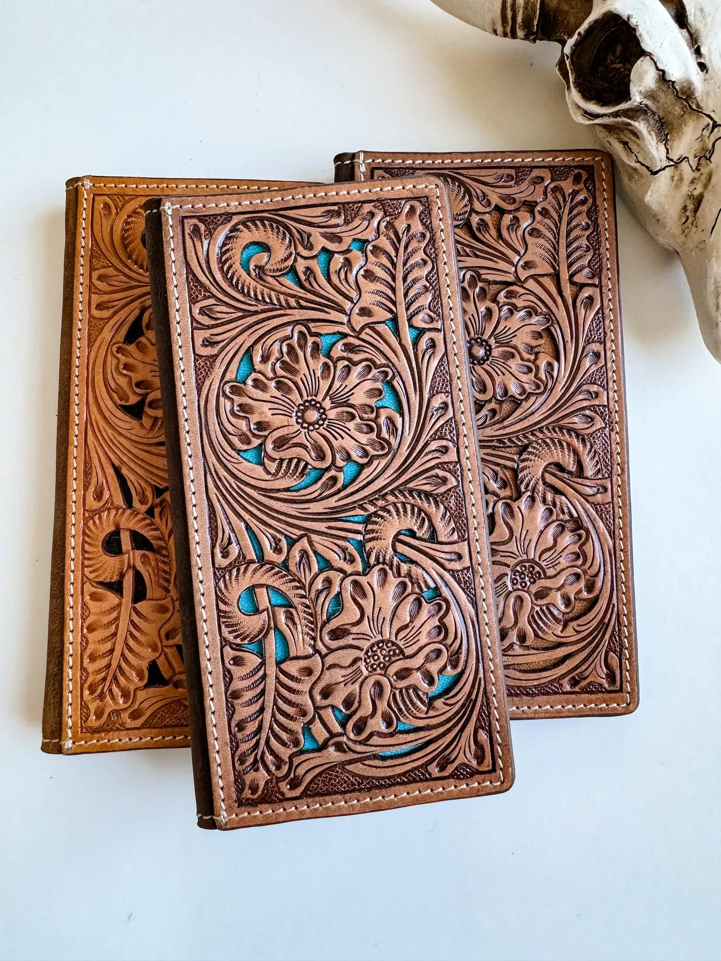 Western Genuine Tooled Leather Bi-Fold Wallet 