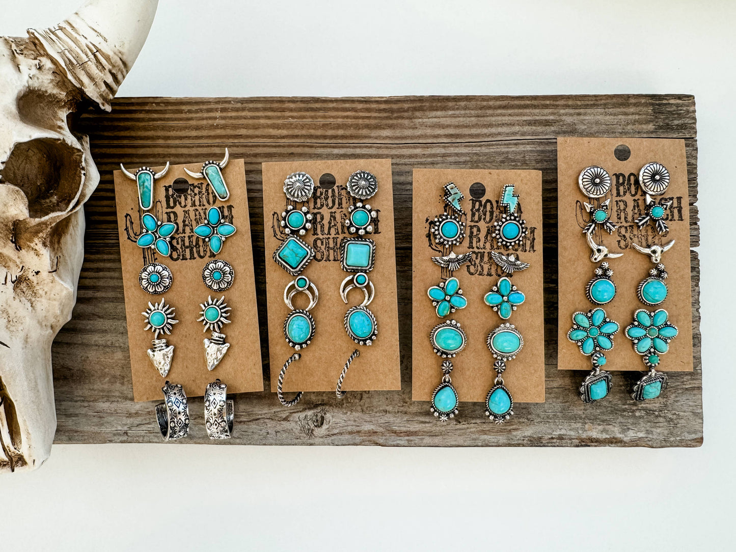 6 Pair Western Navajo Style Stud Earring Set 