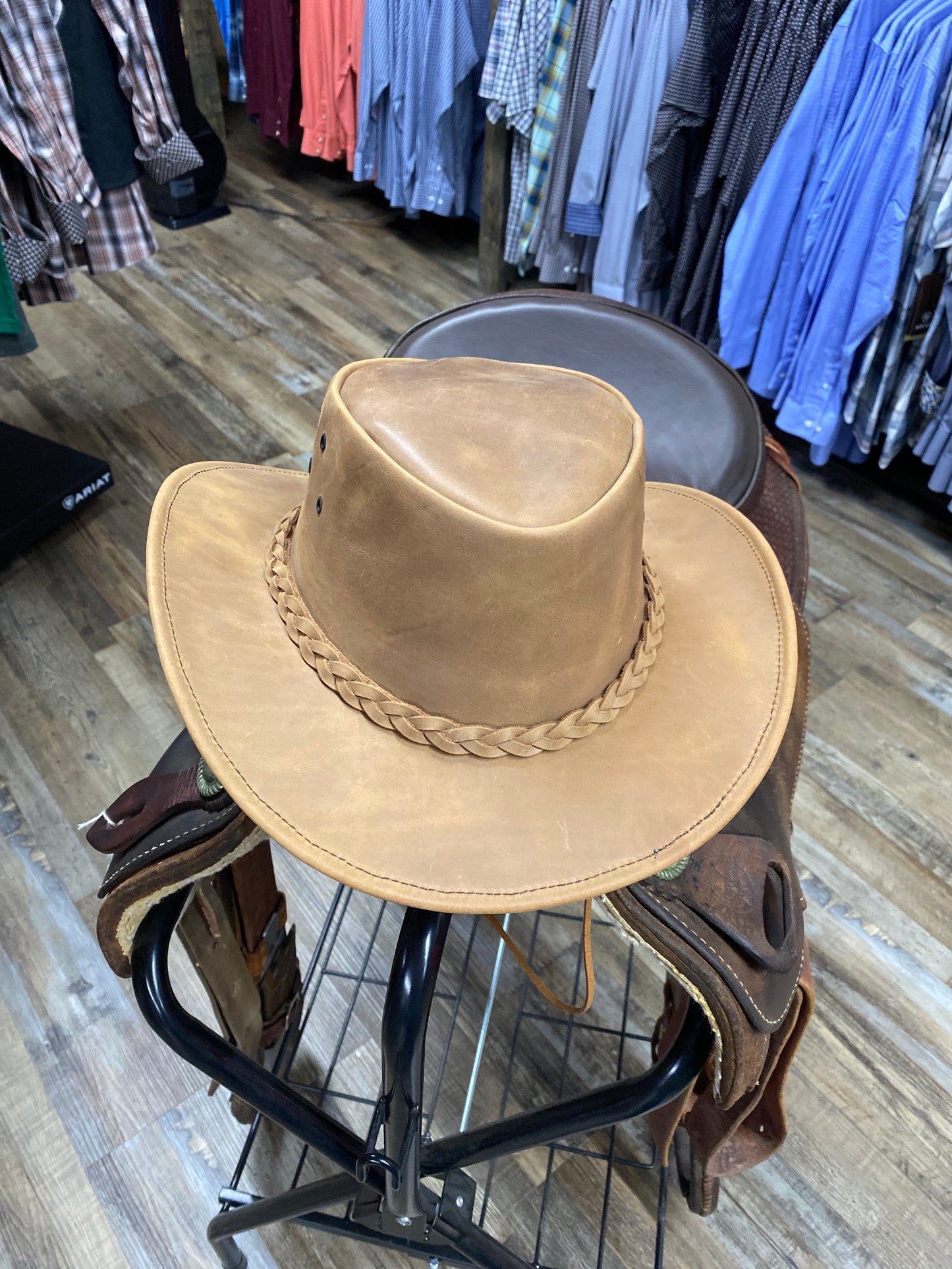 Dreamin Leather Cowboy Hat In Tan