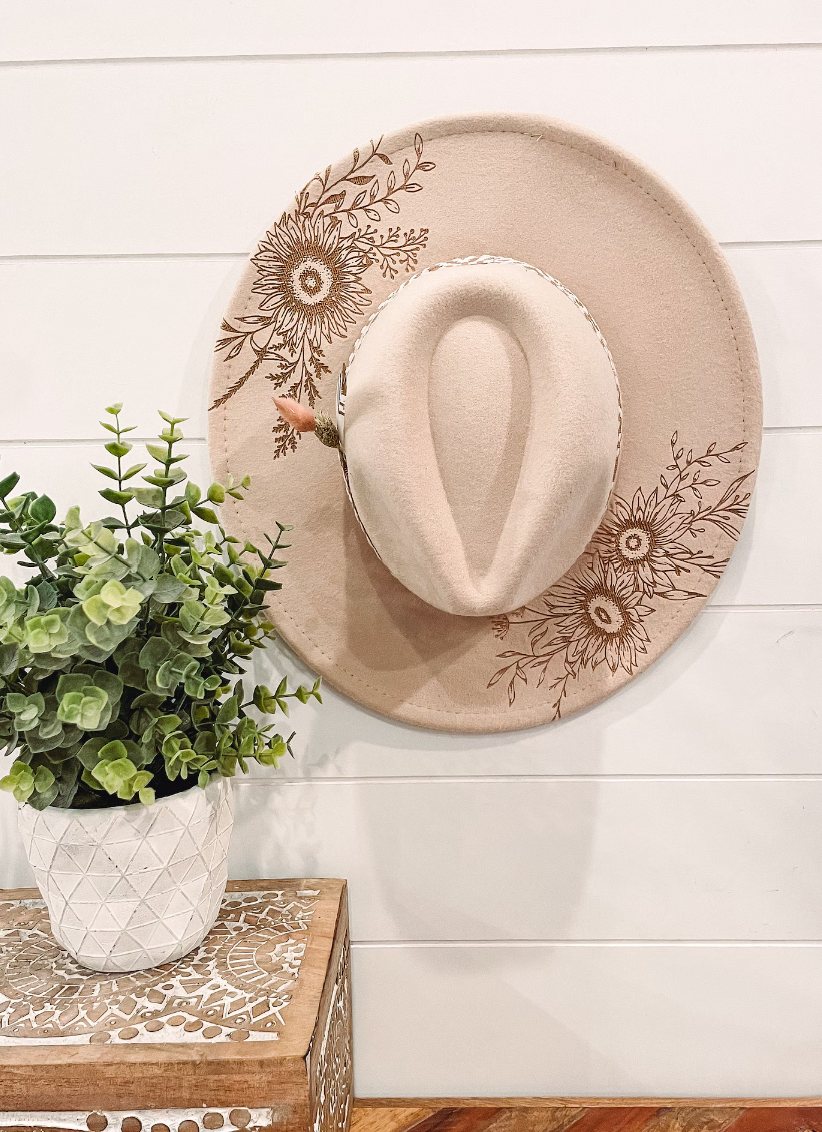 The Wonderful Wildflower Engraved Floral Hat