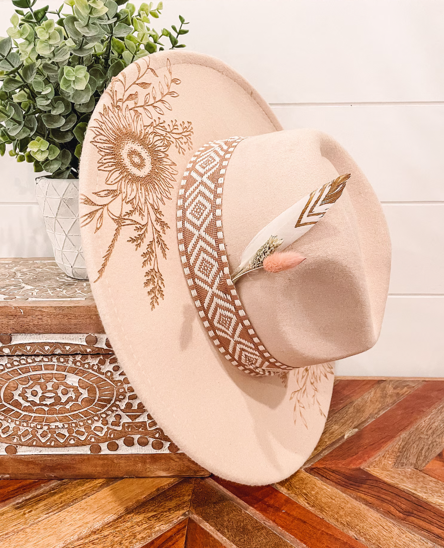 The Wonderful Wildflower Engraved Floral Hat