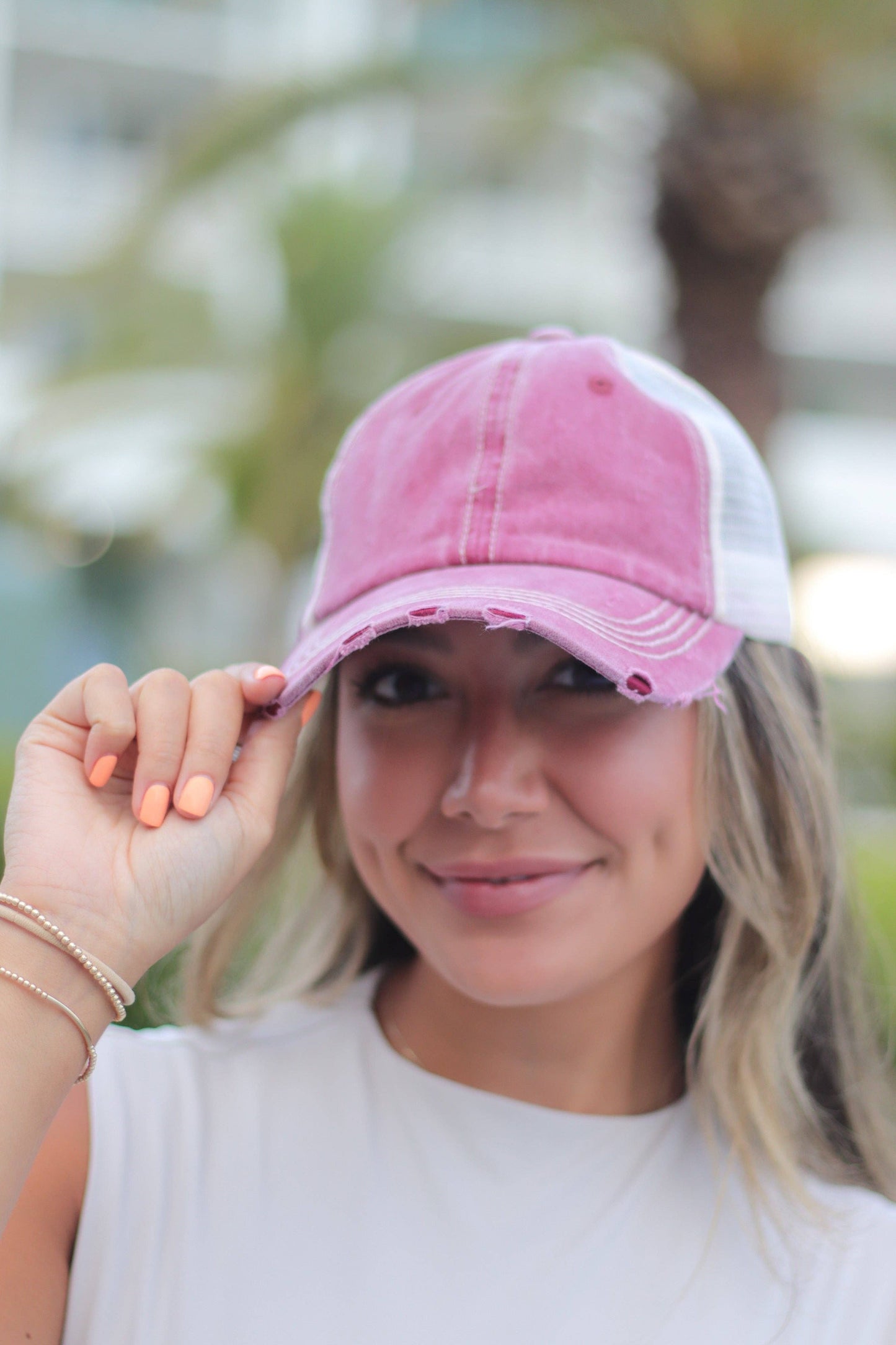 SPEED RACKING Vintage Maroon Distressed Hat with Beige Mesh