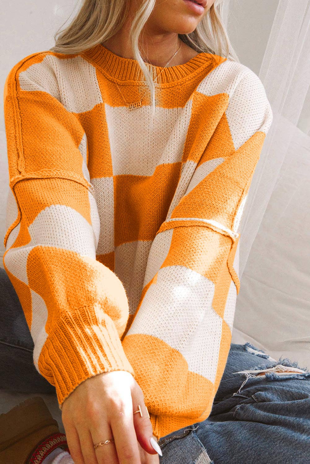 Tennessee Checker Reverse Seam Crewneck Sweater