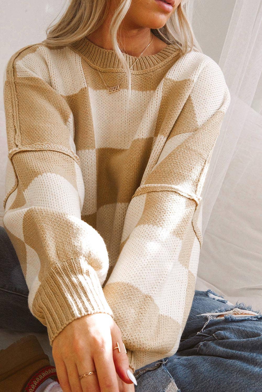 Tennessee Checker Reverse Seam Crewneck Sweater