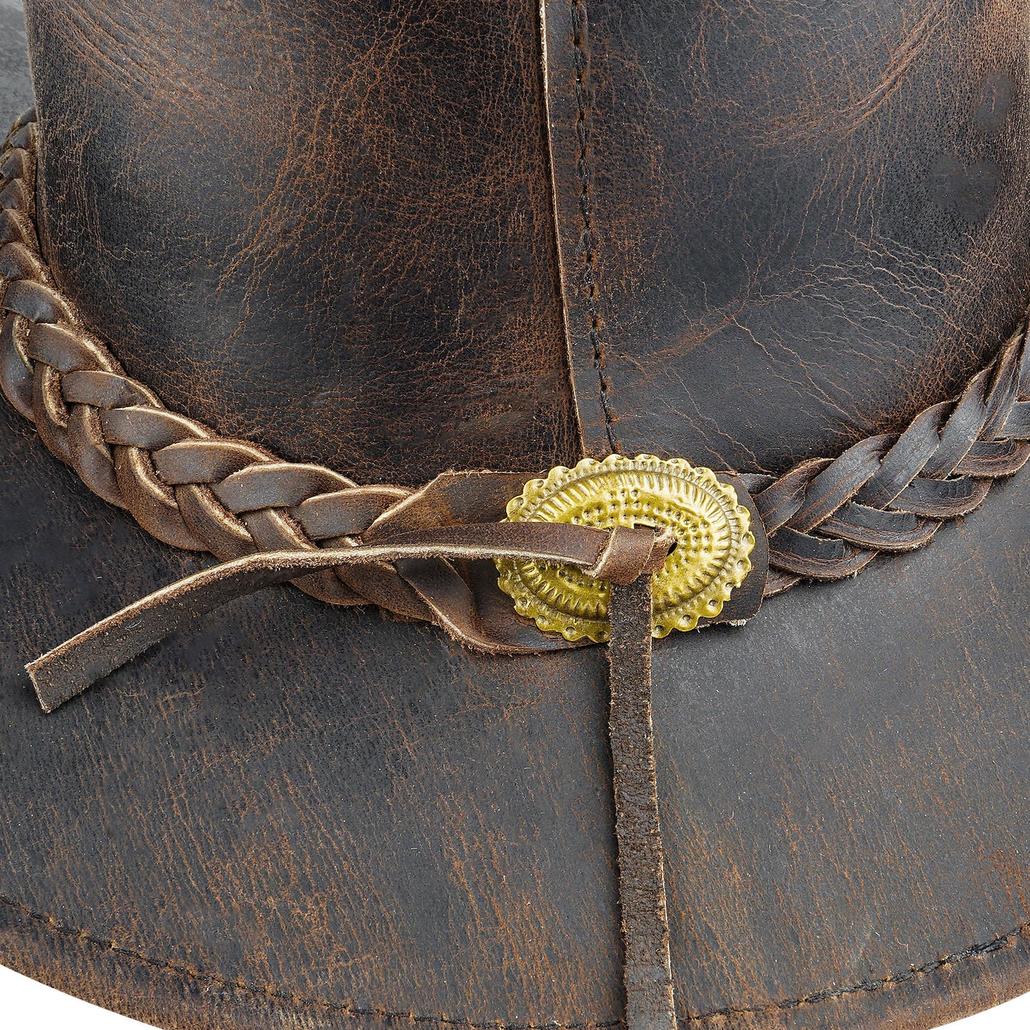 THE TIMBER Brown Western Leather Outback Cowboy Hat