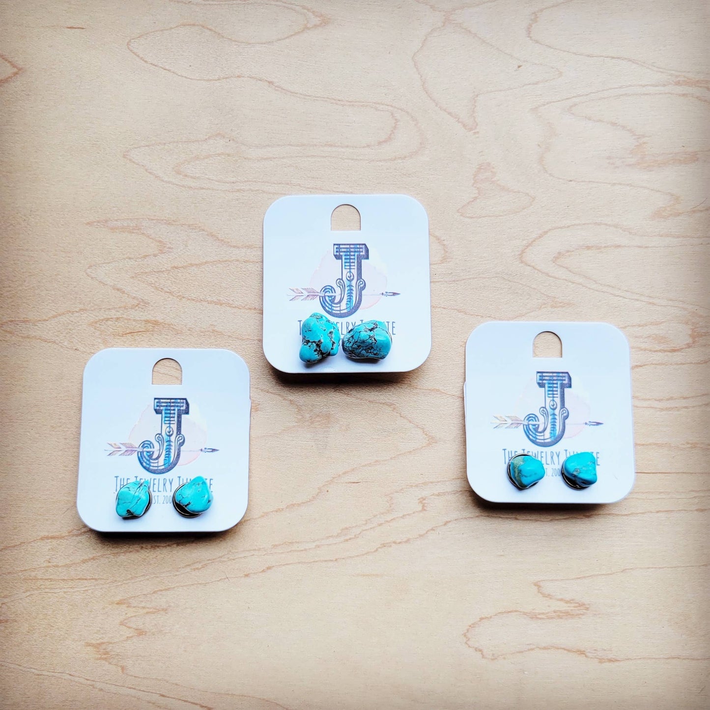 Blue Turquoise Beaded Stud Earrings