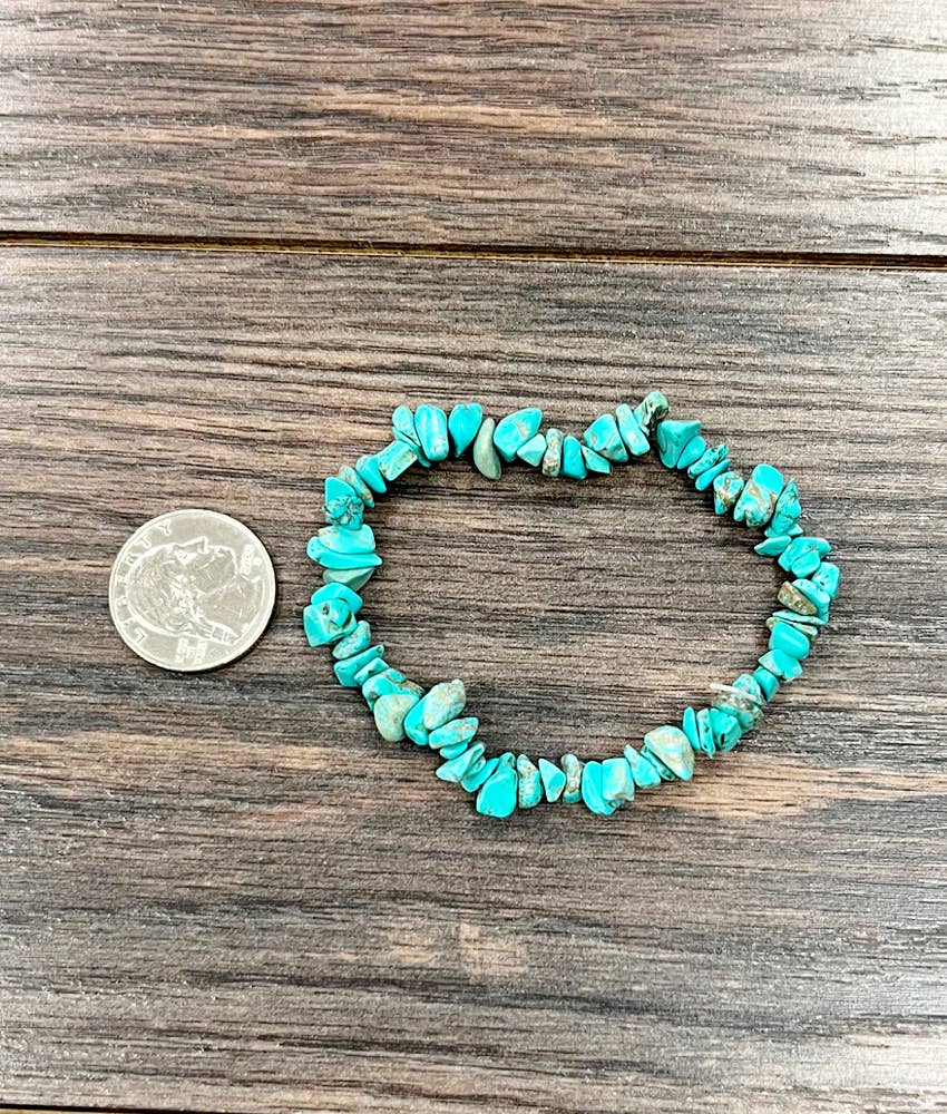 Turquoise Toots Handmade Chip Stone Stretch Bracelet