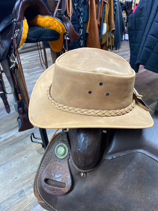 Dreamin Leather Cowboy Hat In Tan