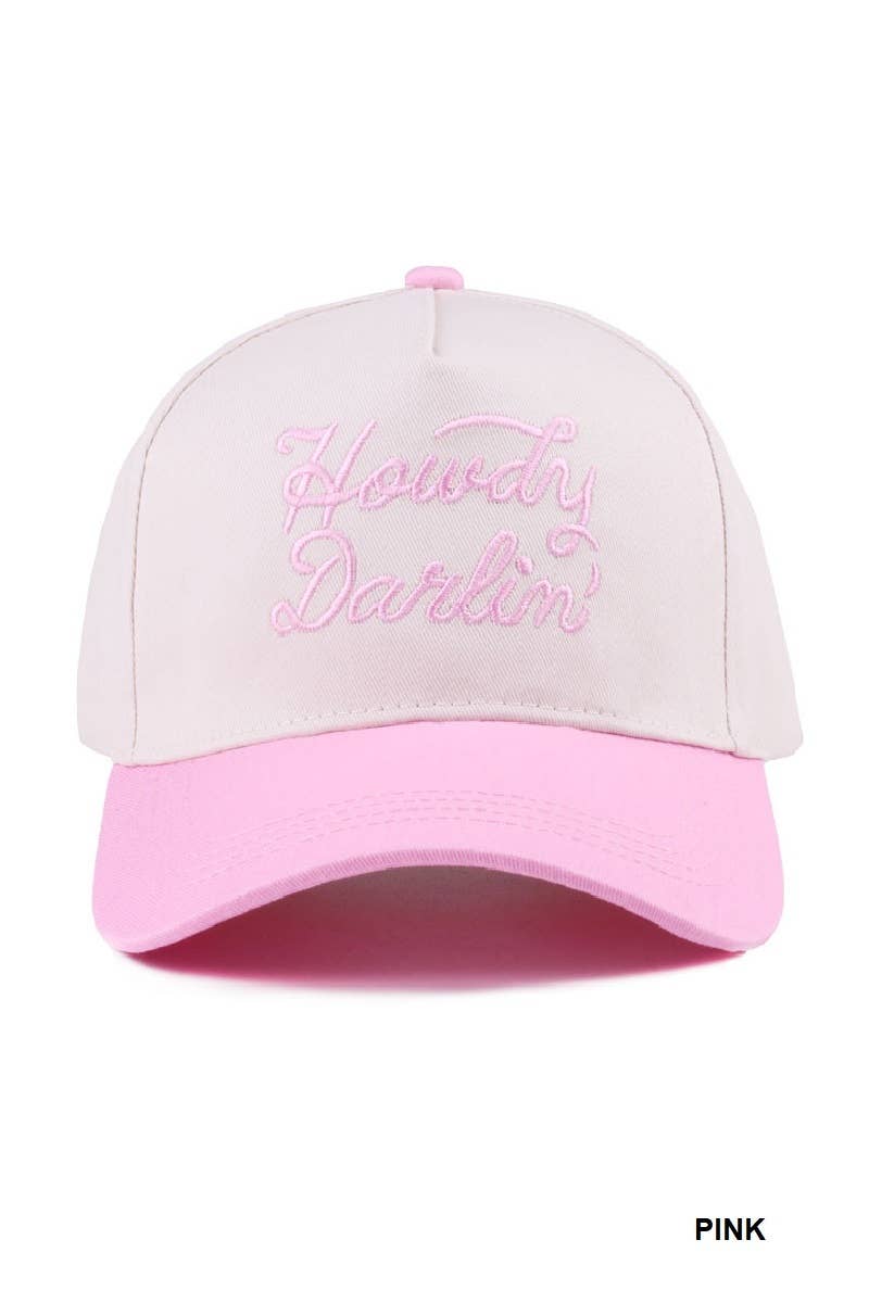 Howdy Darlin Floral Pink Canvas Cotton Cap