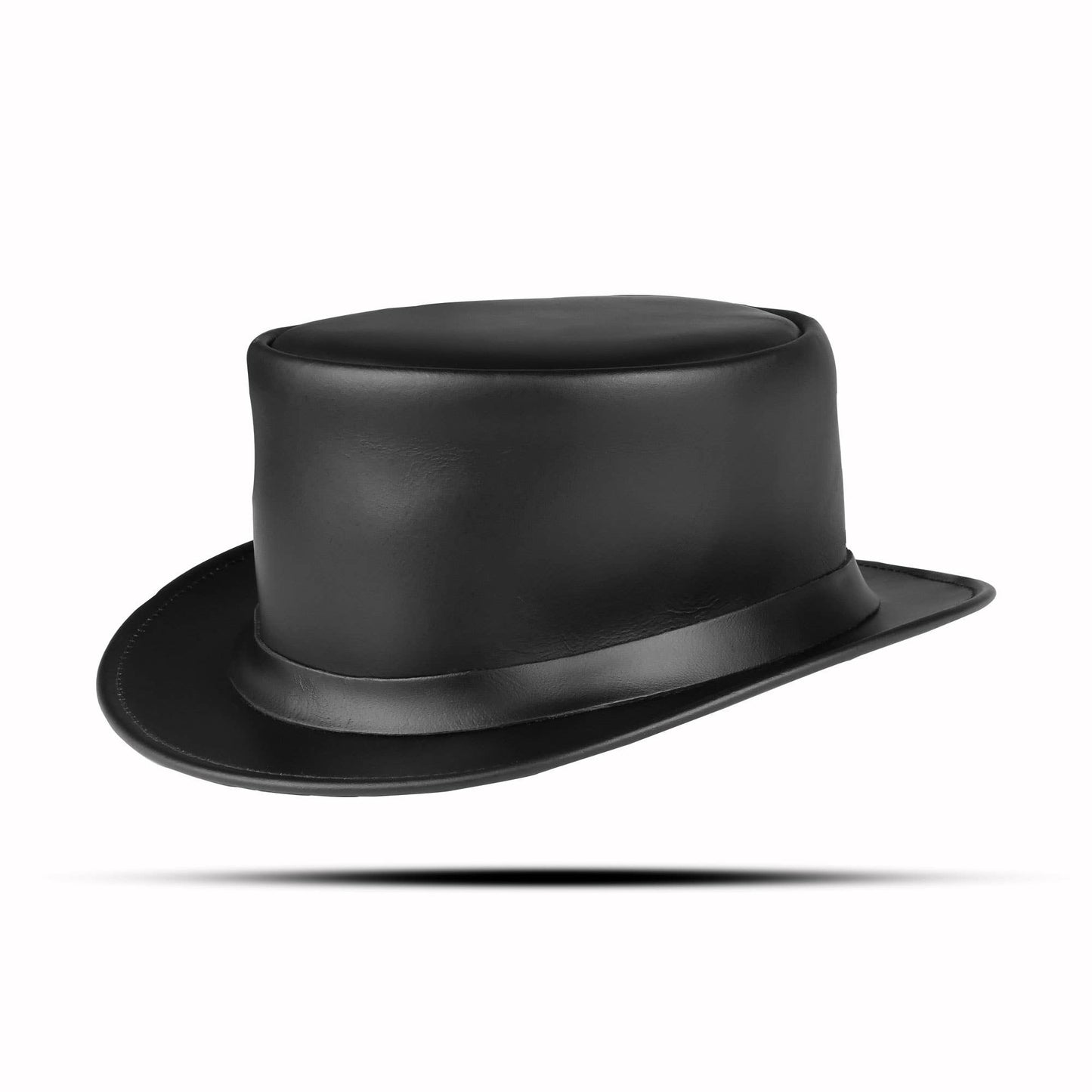 Black Genuine Leather Top Hat