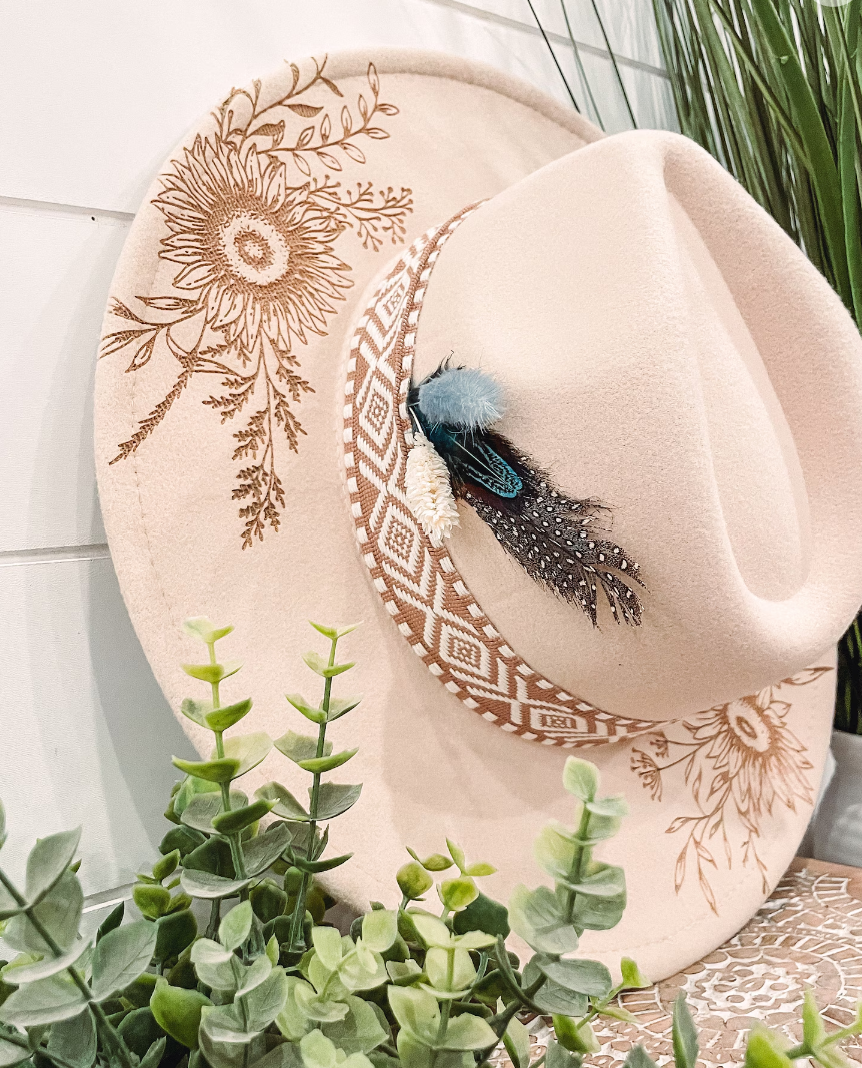 The Wonderful Wildflower Engraved Floral Hat